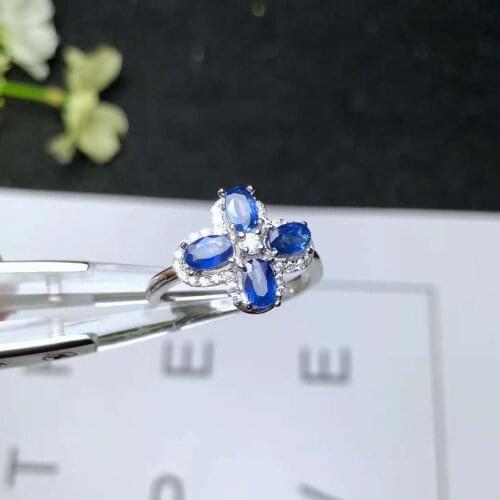 925 Sterling Silver Ring100% Natural And Rea1Sapphire Gemstone Wedding Engagement Rings for Women Fine Jewelry Gift Wholesale