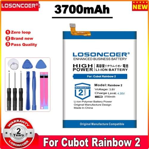 LOSONCOER Rainbow2 Rainbow 2 Battery 3700mAh for Cubot Rainbow 2 Batterie Bateria +Free tools+Sticker in stock