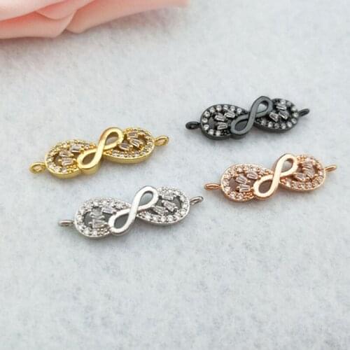 10 Pieces CZ zircon Micro Paved 8 shape Connector Double Bails Beads Charm,for DIY Bracelets necklace Jewelry Finding CT409