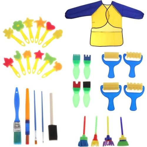 Childrens Art Drawing Colorful Sponge Brushes Set With Waterproof Painting