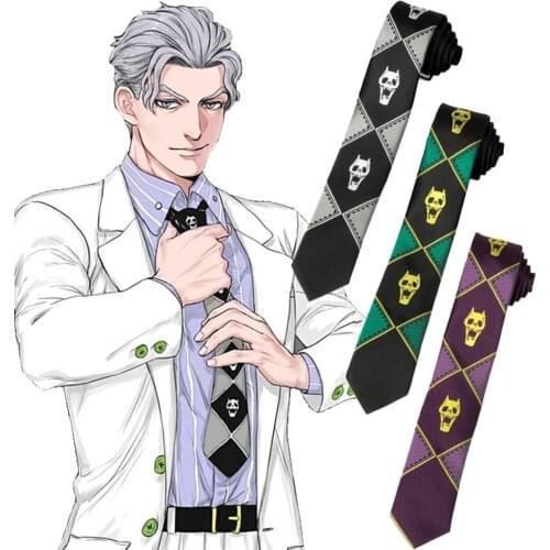 Anime JoJos Bizarre Adventure Cosplay Bowtie Necktie Student Polyester Ties For Unisex Skull Cosplay Costume Prop 7cm Width