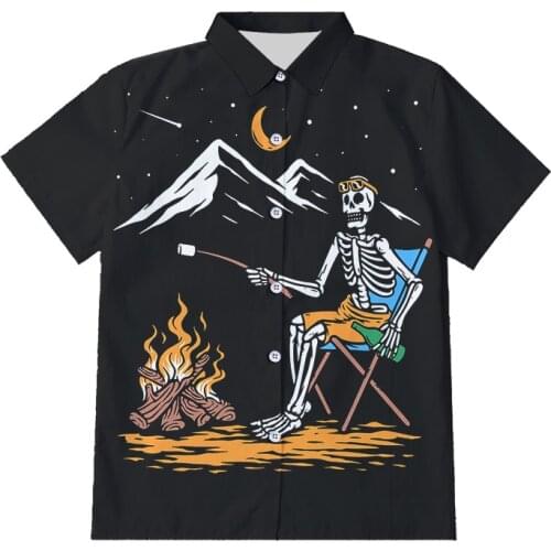 IFPD EU/US size Men clothes Summer skull Printed Short Sleeve Button shirts 3D print plus size Casual Breathable shirt wholesale