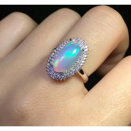 100% Natural Opal Rings Sterling 925 Silver for Women Sparkling Gemstone Anniversary Party Classic Fine Jewelry Gift Collier