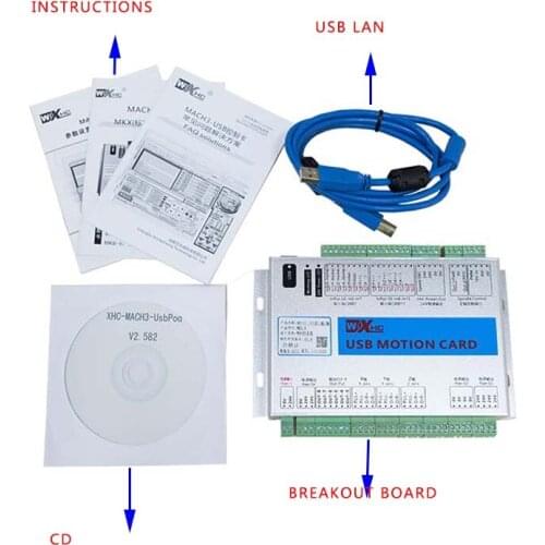 4 AXIS MACH3 USB breakout board 2000KHZ Support spindle speed PWM output spindle pulse and direction output