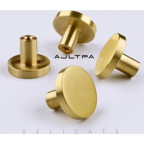 50Pcs Round Brass Drawer Pulls Handles Cabinet Door Wardrobe Dresser Pulls Knobs Kitchen Pure Copper Hardware Pull