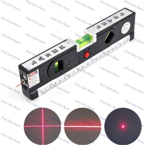 4 in 1 Laser Level Aligner Vertical Horizontal Lasers Accurate Marking Line Construction Tool with Locking Measuring Tape Ruler
