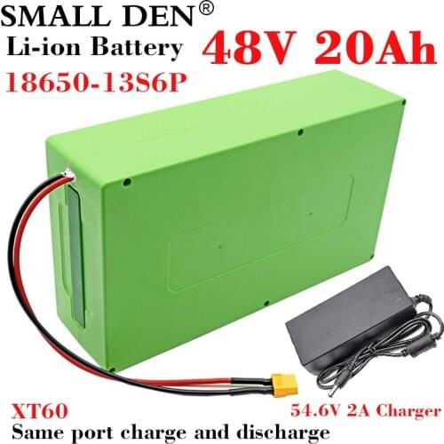 48V 20Ah 18650 li-ion battery pack Same port charge and discharge ebike battery 1000W With portable waterproof box + 2A Charger