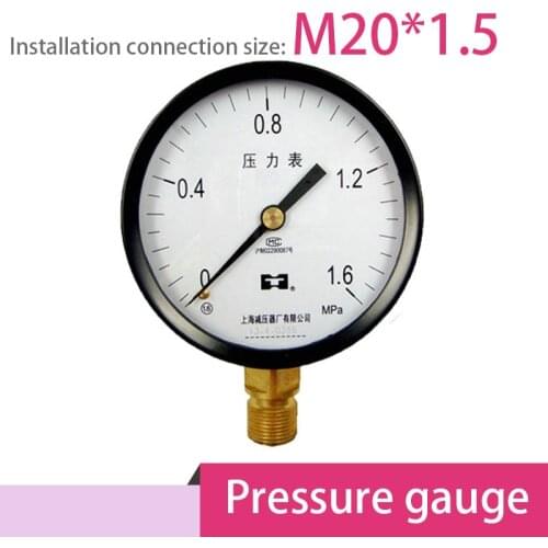 M20*1.5 pressure gauge dia.100mm for gas, liquid 0-0.1Mpa ~ 0-40Mpa