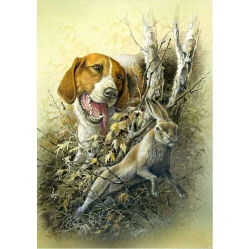 DIY NEW Diamond Embroidery Hound and rabbit Diamond animal Full drilling Cross stitch Embroidery Christmas gift Home Decoration