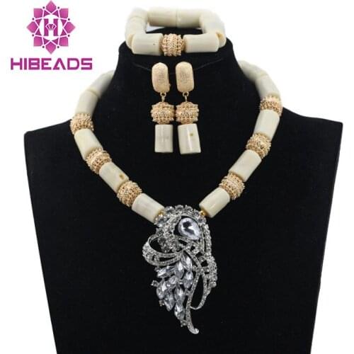 New White Coral African Beads Jewelry Set New Wedding Necklace Set Fashion Pendant Free Shipping CNR614