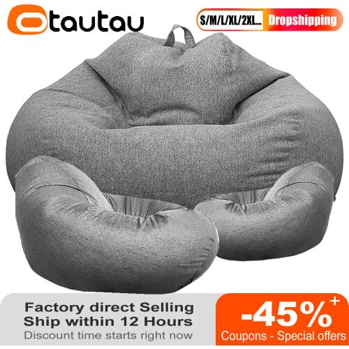 Big 5XL Cotton Linen Pouf Sofa Cover Couch Corner Seat Bean Bag Chair Giant Beanbag Puff Lump Bed Ottoman Factory Dropshipping