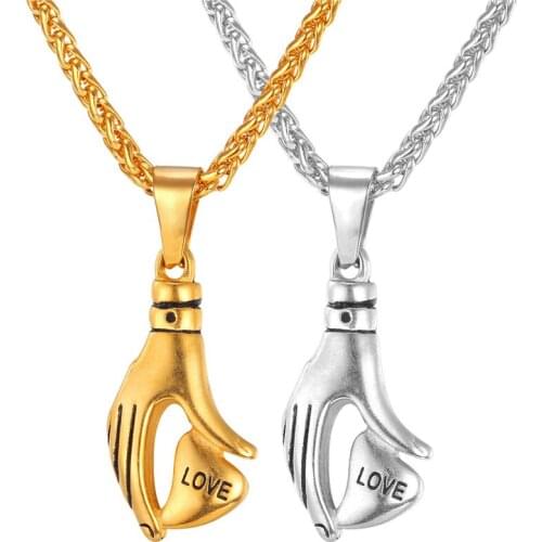 Kpop The Hand of Eros Necklace Pendant Gold Color Stainless Steel Romantic Holding Love Necklace For New Love Jewelry P264