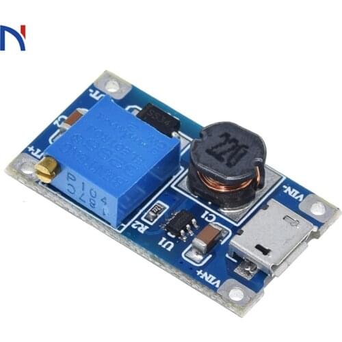 MT3608 DC-DC Adjustable Boost Module 2A DC DC Boost Step Up Convert with Micro USB 2V-24V to 5V 9V 12V 28V Power Module Booster
