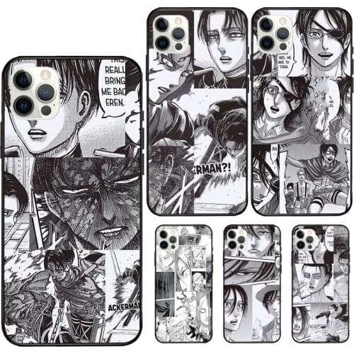 Attack On Titan Manga Collage Rubber Phone Case For iPhone 12 11 Pro Max Mini XS X XR 7 8 Plus SE 2020 Soft Cover Case