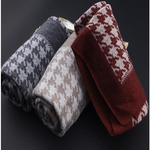 Pure cashmere knit women scarfs shawl pashmina vintage plaid jacquard patchwork color 70x180cm 160g