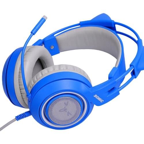 Blue Gaming Headset Over-ear Headphones Wired Game Earphones with Microphone Deep Bass Stereo for PS4 PC