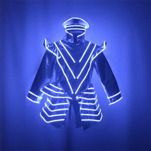 M12 Ballroom dance led costumes luminous light dj wears robot suit bar dress clothing party show outfits perform jacket hats led