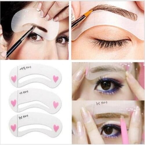 3 Styles Grooming Brow Painted Model Stencil Eyebrow Drawing Guide Card DIY Beauty Eyebrow Stencil Make Up Tools