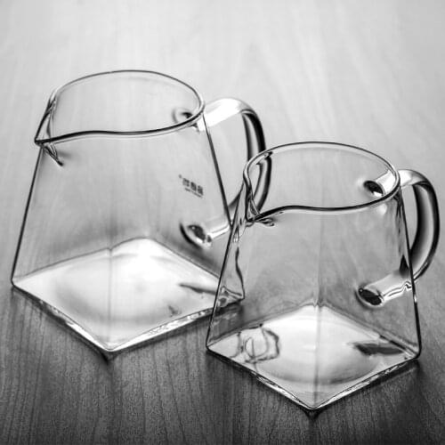 Heat-Resisting Clear Glass Tea Pitcher Square Creative Chinese Tea Set Accessory Chahai Milk Glass Pitcher Coffee Pot Water Jug
