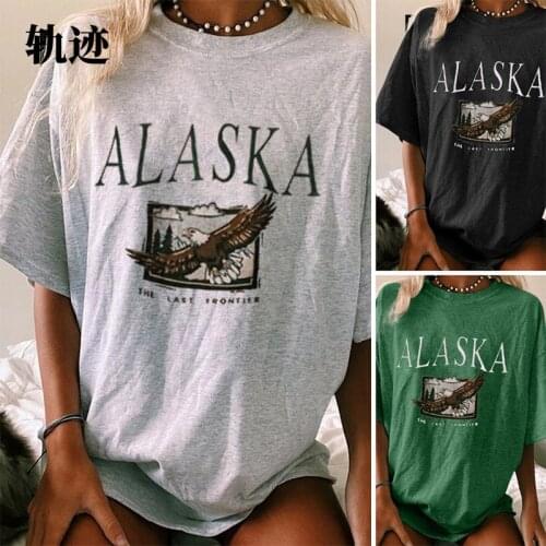 2021 European and American womens summer new hot top print casual loose short sleeve womens wear
