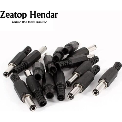 10 Pcs Black 2.5mm x 5.5mm DC Power Male Plug Jack Adapter connector