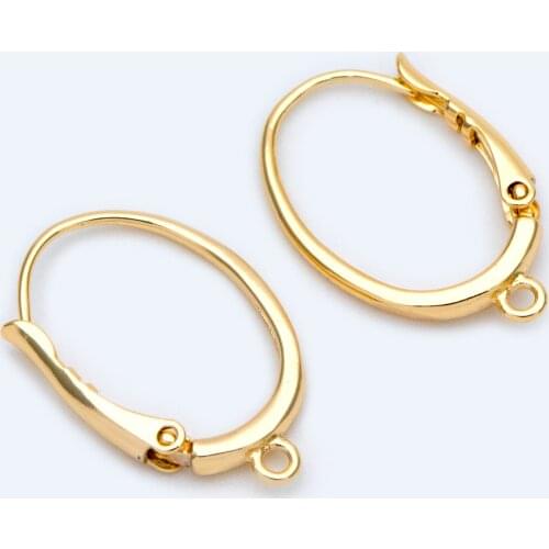 10pcs Gold tone Oval Leverback Ear Hooks 15x24mm, Gold plated on Brass, Earring Hoop Components For Jewelry Making (GB-1457)