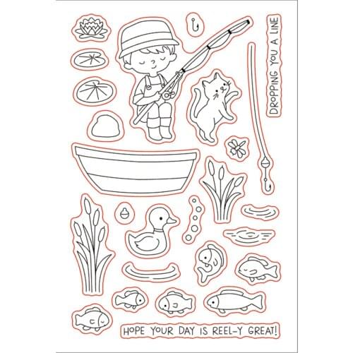 11x16 Boy fishing TBig ice cream ransparent Clear Stamps Silicone Seals for DIY scrapbooking photo album Card Making