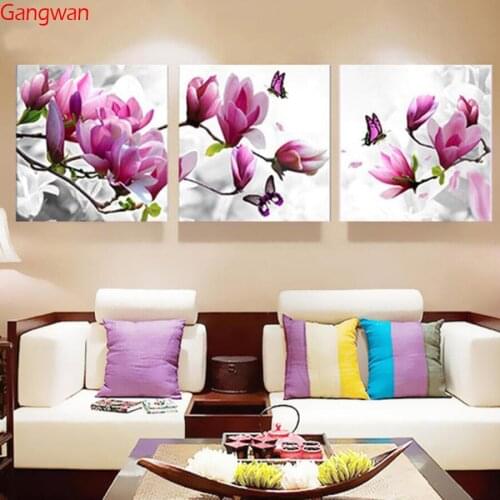 Diy Diamond Embroidery Drill Triptych diamond Painting Wall Art orchids mosaic rhinestone home Decoration picture 3pcs Crafts