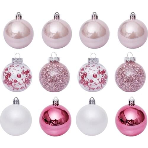 30Pcs 1Set Adornments Crafts Decors Creative Simple Pink Exquisite Christmas Balls for Party Xmas Shop Store Home Christmas Tree