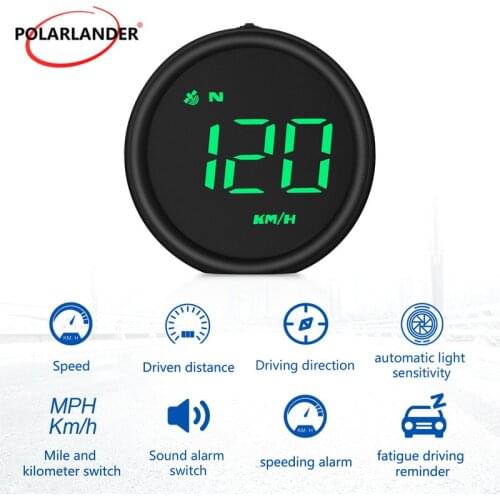 Car GPS Speed Meter G1 Monochrome Mile and kilometer Switch Sound & Speeding Alarm Green Display Lights Round 5V For All Car