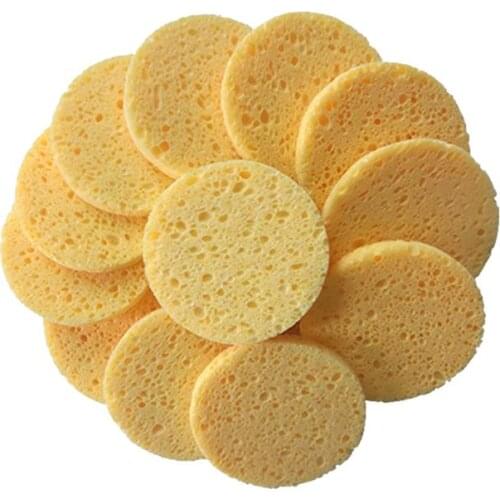 50pcs Natural Wood Pulp Sponge Cellulose Portable Cosmetic Puff Facial Washing Sponge Face Care Cleansing Makeup Remover Tools