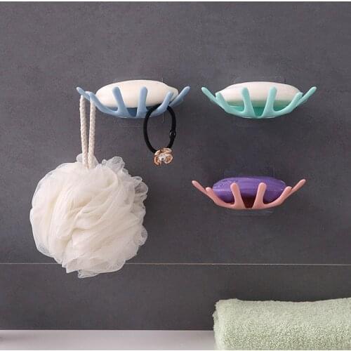 Soap Holder Bathroom Shower Dish Plates Storage Box With Drain Wall Mounted Self Adhesive Rack Soap Dishes for Wall Shower