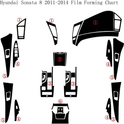 For Hyundai sonata 8 2011-2014 Interior Central Control Panel Door Handle 5D Carbon Fiber Stickers Decals Car styling Accessorie