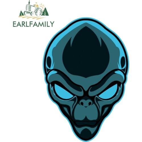 EARLFAMILY 13cm x 9cm Personality 3D Alien Head Vinyl Decal Car Motorcycle Sticker Waterproof Car Styling Sticker Accessories