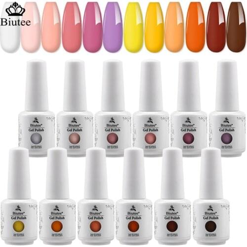 BIUTEE 8ml Gel Nail Polish Varnish Manicure 12 Colors Nail Art Semi Permanent Soak Off UV LED Gel DIY Nail Gel Polish Varnishes