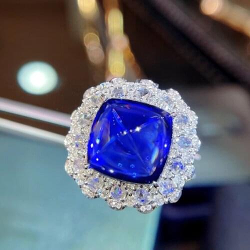 H326 Tanzanite Ring Fine Jewelry Pure 18K Gold Natural Tanzanite Gemstones 11.85ct Diamonds Female Anniversary Gift Fine Rings