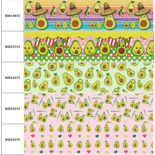 HSDCraft Fruit Watermelon Pineapple Avocado Printed Grosgrain/Satin Ribbon for DIY Sewing Hairbow Accessories Decoration 75MM
