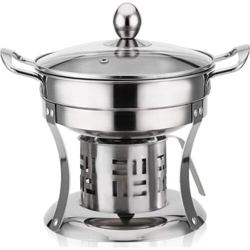 Stainless steel small chafing dish solid liquid alcohol environmental protection oil stove household one person pan hot pot