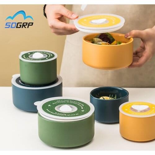 Ceramic Sealed Lunch Box Portable Fresh-Keeping Box Children Student Office Worker Food Fruit Storage Container Tank Tableware