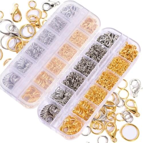 1000Pcs Necklace clasp 40pcs Lobster Button Open Circle Jump Rings Open Single loop for DIY Necklace Bracelet Jewelry Making A37