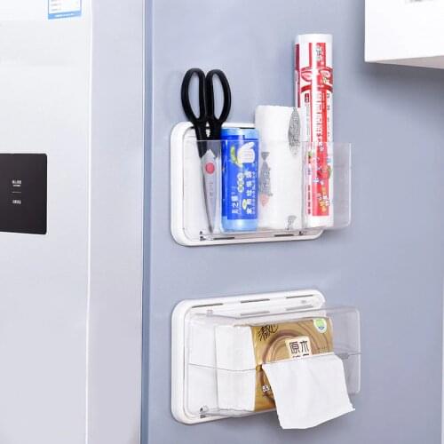 Magnetic Paper Tissue Box Holder Storage Shelf for Refrigerator Kitchen Magnet Organizer Rack Paper Mounts on Washing Machine