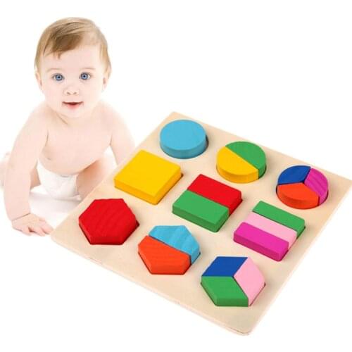 Montessori Toys Educational Wooden Toys for Children Early Learning 3D Puzzle Colorful Geometry Shape Matching Games