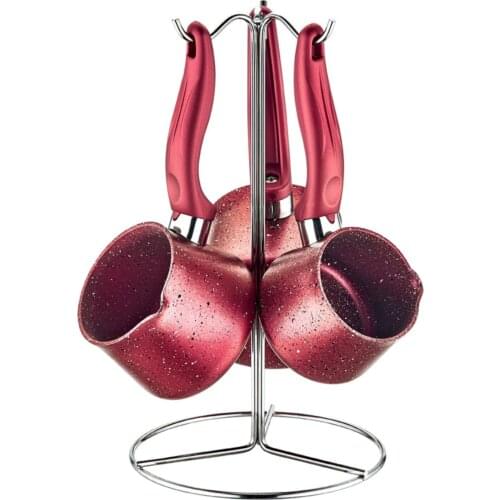 DOLBOVI Coffee Pot Granite Set 4 Piece Red Coffee maker турка для кофе cafetera