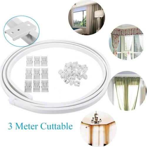 3 Meter Window Curtain Track Nano Silencer Cuttable Curtain Track Rail Bendable Curtain for Home Straight Bay Windows Decoration