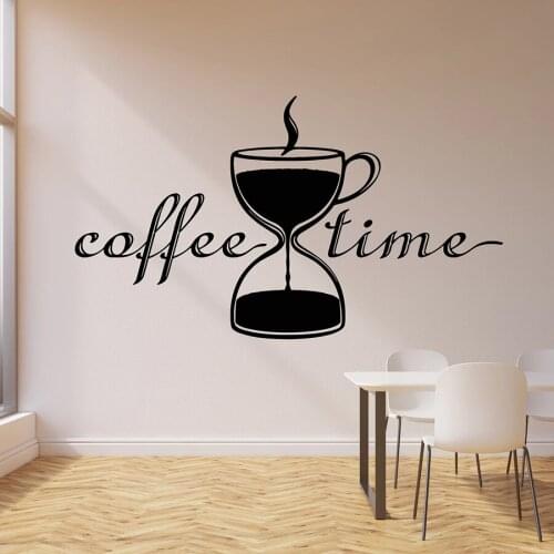 Relax Time Wall Decal Break Room Creative Hourglass Tea Cup Coffee Shop Cafe Interior Decor Vinyl Window Stickers Art Mural M195