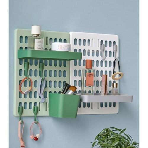 OAPE Wall-Mounted Punch-Free Hanging Board Hook Rack Shelf DIY Living Room Storage Holder Hole Plate Wall Decor Display Stand