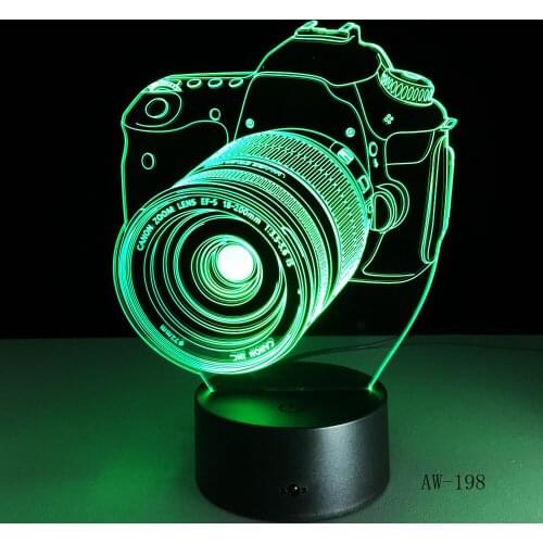 Novelty Gifts 3D Acrylic Entertainment camera LED Lamp USB Table Light RGB Night Light Romantic Bedside Decoratio AW-198