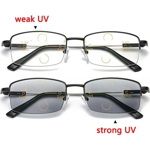 Uv Protection Progressive Reading Glasses Men Photochromic Multifocal Glasses Presbyopia Far Near Anti Blue Light Tr90 half rim
