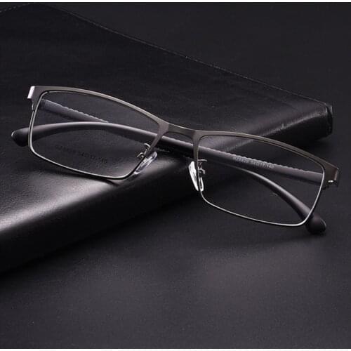 OEYEYEO The New Business Steel Plate Spectacle Frame Mens Simple Trend TR Leg Optical Frame Can Be Equipped With Myopia Lens