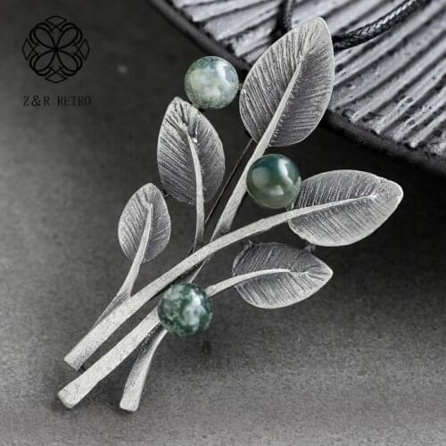 Leaf Pendant Necklace Jewelry For Women Vintage Long Chain Green Beads Suspension Neck Decoration Handmade Accessories Wholesale